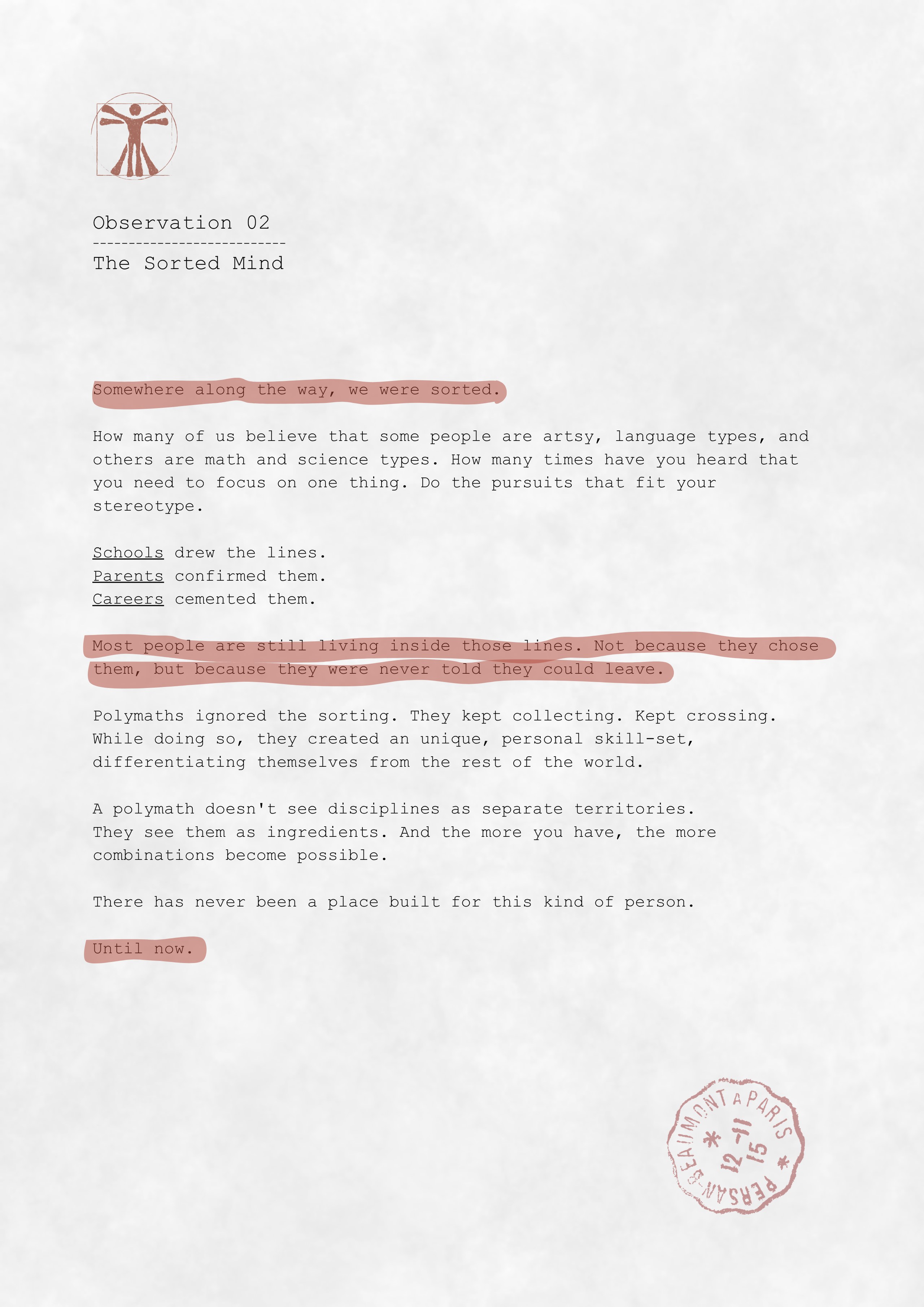 Observation 02, The Sorted Mind